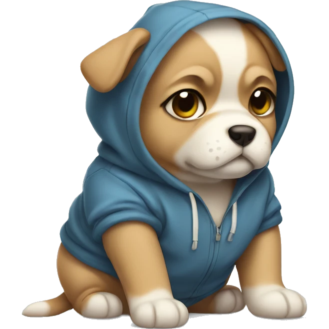 Cute chubby puppy wearing a hoodie  emoji