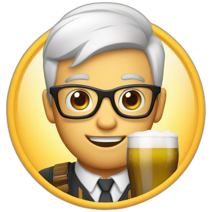 nerd drink a beer emoji