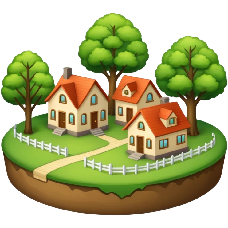 a piece of land with trees and houses emoji