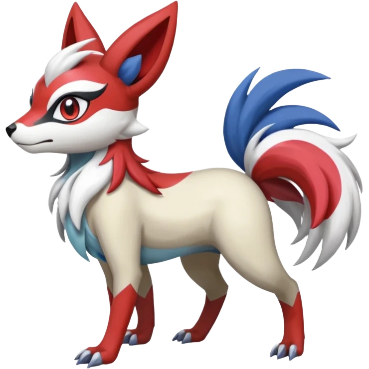 Colorful Skilled Adept Graceful Asian Painted Meloetta-Lycanroc-Absol-Zangoose-fusion-hybrid-creature (full body) emoji