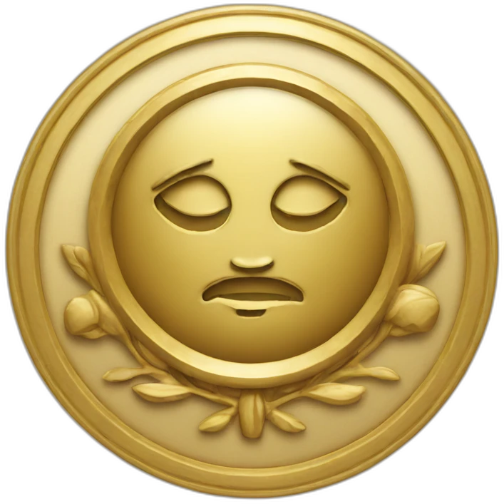gold emblem with seal face emoji