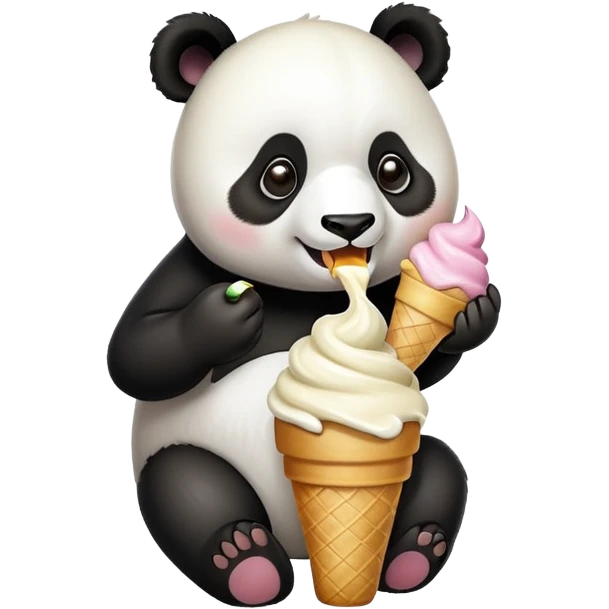 Panda eating ice cream emoji