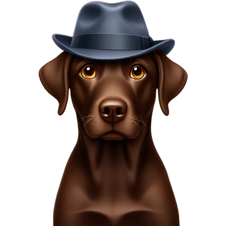 Chocolate lab wearing a fedora emoji
