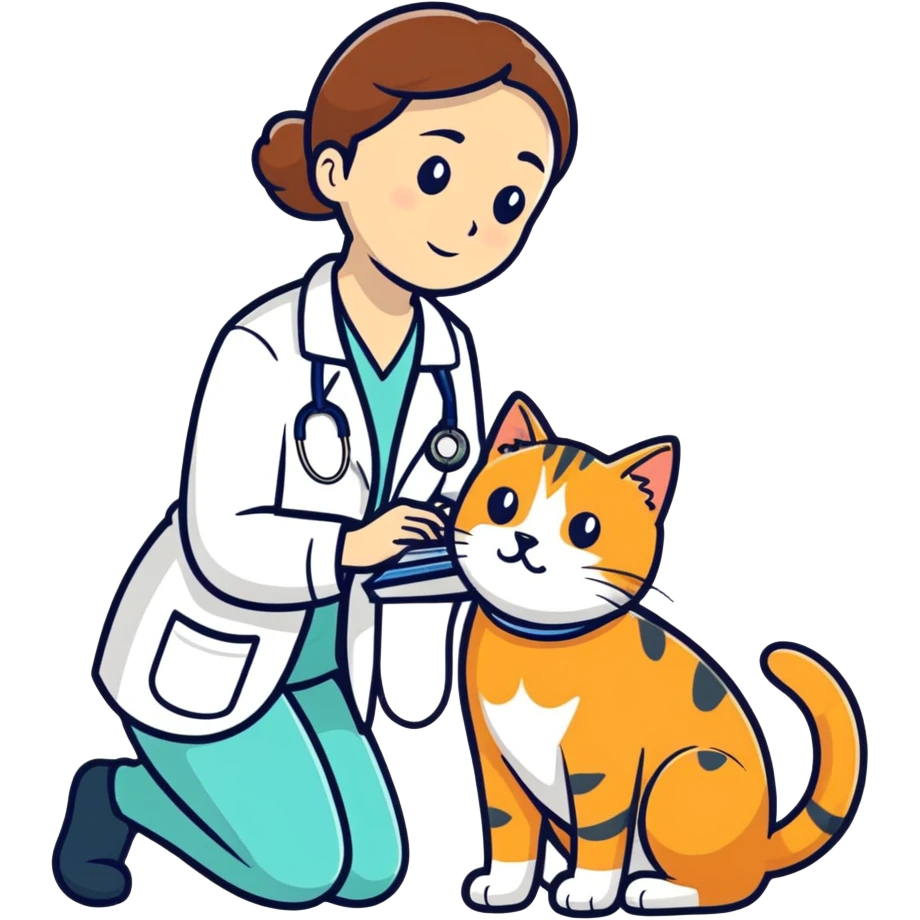 veterinarian examining a cat emoji