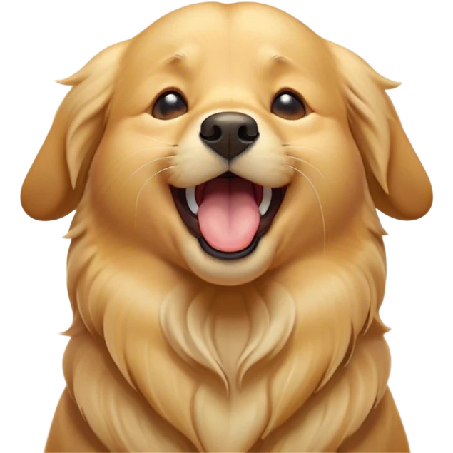Cinematic Cute Yawning Golden Retriever Portrait Emoji, Head tilted slightly with a dramatic, wide-open yawn, revealing a silky golden coat with a subtle shimmer, floppy ears slightly drooping, round brown eyes barely open in drowsy contentment, Simplified yet irresistibly adorable features, highly detailed, glowing with a soft, cozy glow, high shine, relaxed yet expressive, stylized with a touch of whimsy, bright and endearing, soft glowing outline, capturing the essence of a sleepy yet affectionate companion, so drowsy it feels like it could stretch out of the screen and curl up for a nap! emoji