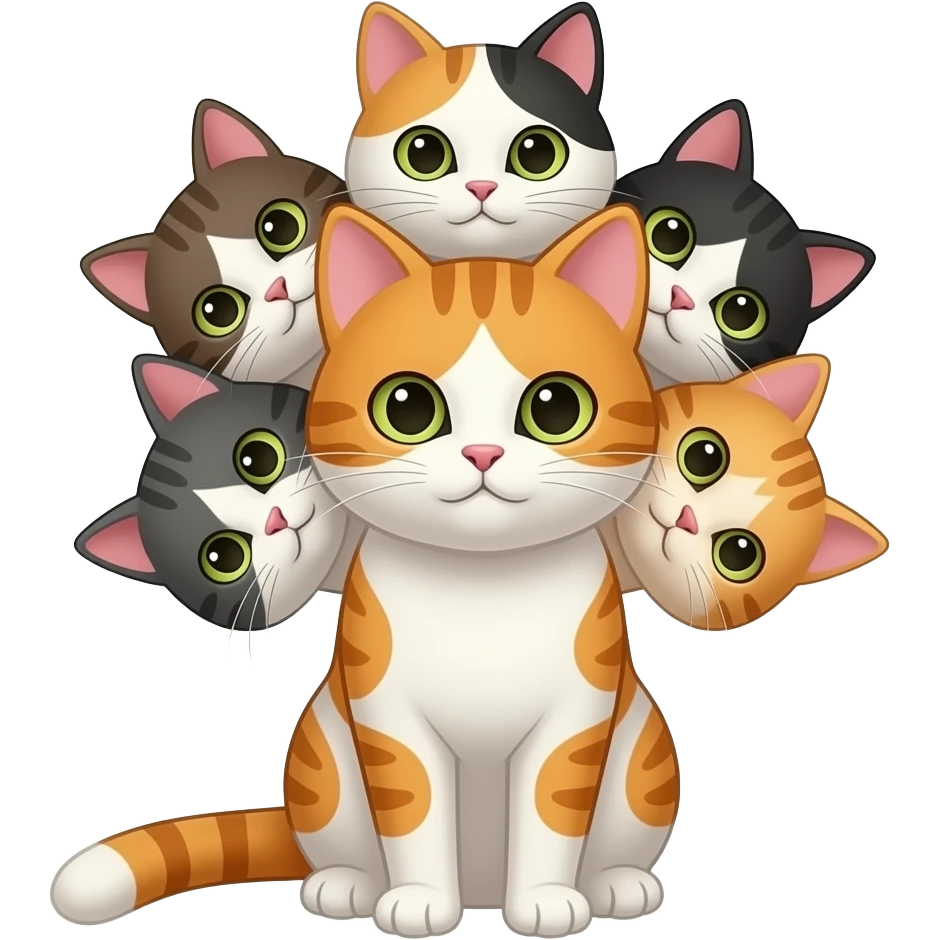 cat with seven different heads emoji