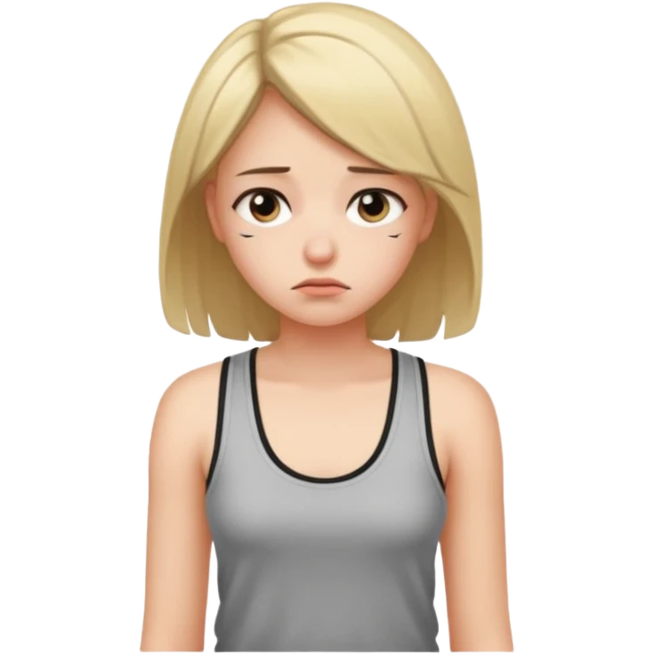 Mutsuz kız üstünde askılı kıyafet olan emoji