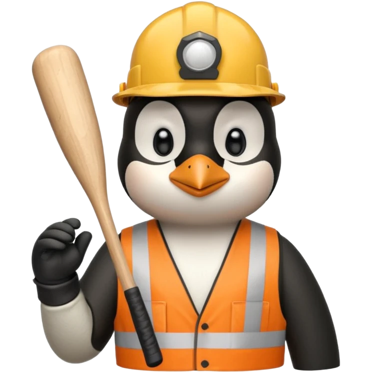 Penguin Construction Worker baseball bat emoji