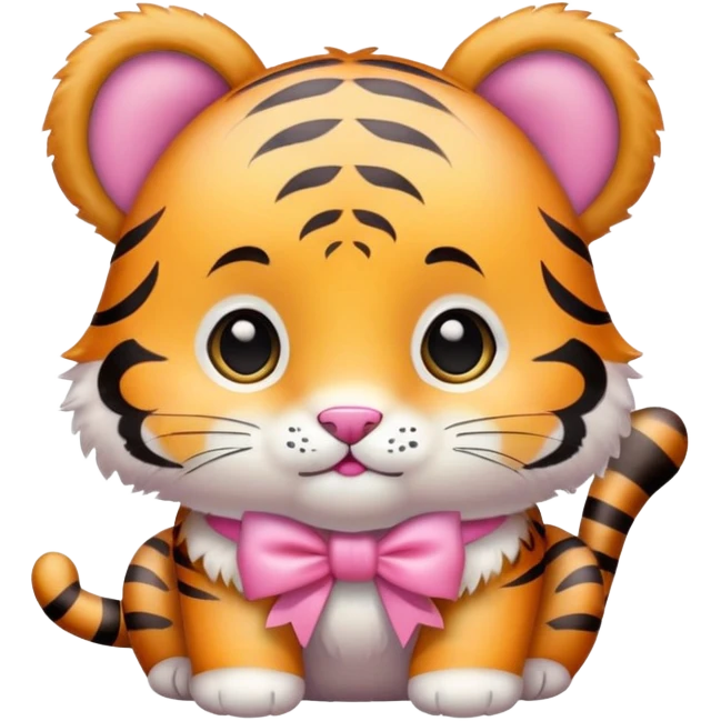 tiger baby pink bow emoji