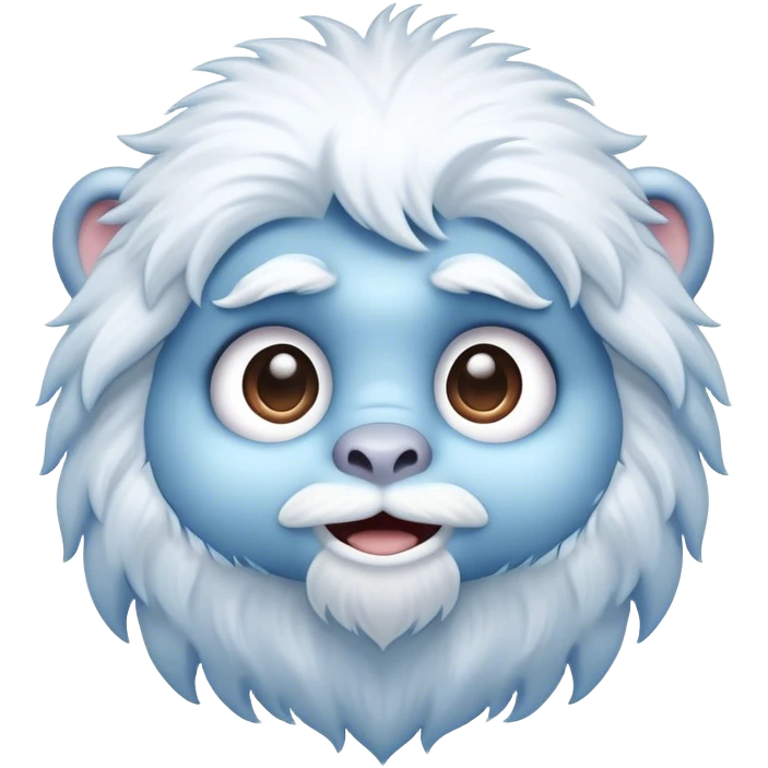 Cinematic Cute Yeti Portrait Emoji, with a charming, small, fluffy form in soft snowy whites and cool blues, featuring big, innocent eyes and a shy, gentle smile, simplified yet irresistibly endearing, highly detailed with a soft glowing outline that captures the whimsical charm of a friendly yeti ready for a cuddle! emoji