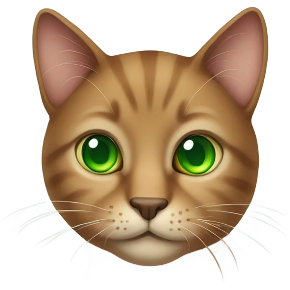 brown Cat with green eye  emoji