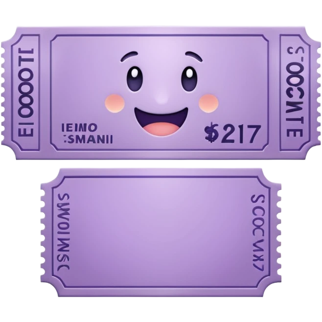 Pale Purple colored 1 Signed ticket  emoji