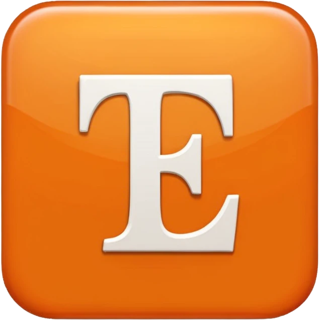 make me an emoji of a orange square with a white E in the center large E must have times new roman font emoji