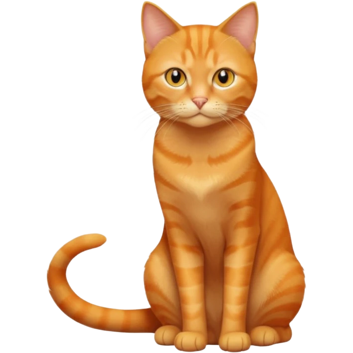 full body solid orange domestic shorthair slim cat with yellow/orange eyes sitting emoji