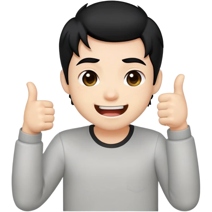 make a 6 cute emotes, a cute chibi guy with black hair and kinda shy ( it includes laughing, angry, shy, GG, hello, emoji