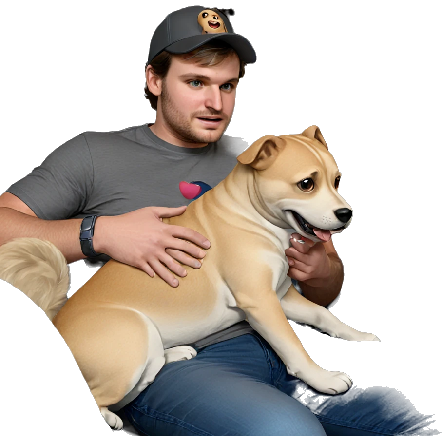 man sitting with dog emoji