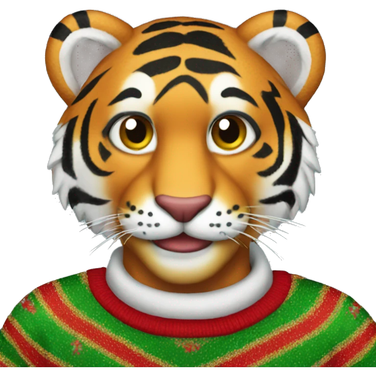 Gay tiger with a christmas jumper emoji