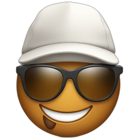 Happy Poop emoji in sport sunglasses and sport cap emoji
