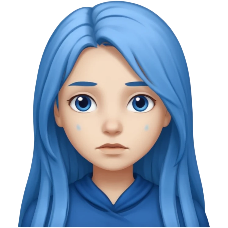 blue long hair killing looks in gray girl emoji