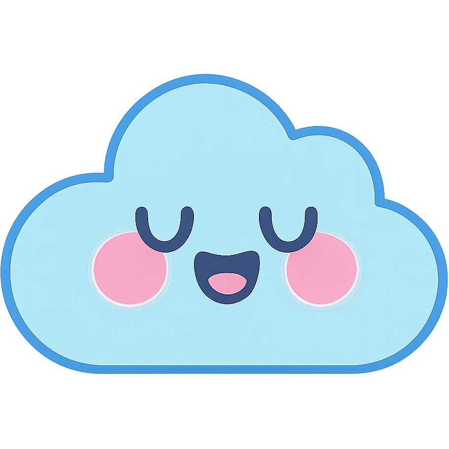 aesthetic pastel cloud emoji, soft blue and pink, minimal look emoji