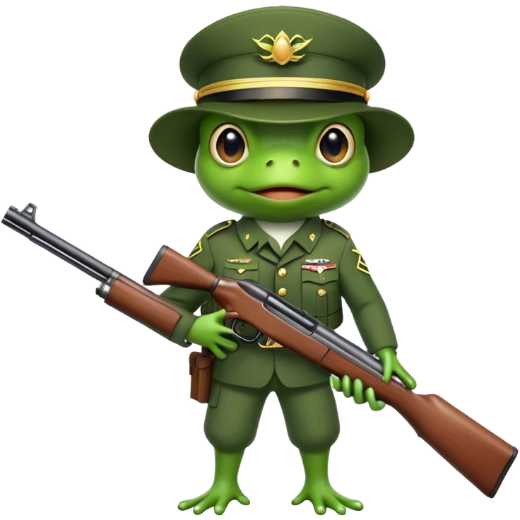 frog in army with shotgun emoji