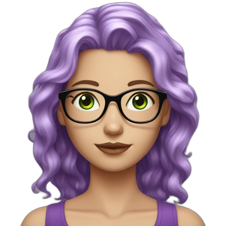 white-girl-purple-wavy-hair-green-eyes-square-glasses emoji