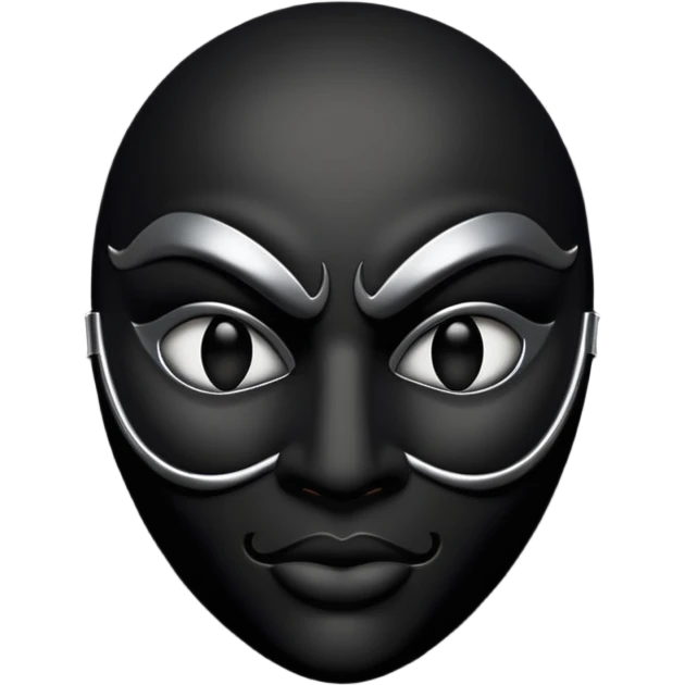 Minimal emoji, gothic mask forged from matte black leather, emotionless expression, smooth heavy surface, subtle leather texture, deep shadows, no glow, no neon, flat emoji style, centered emoji