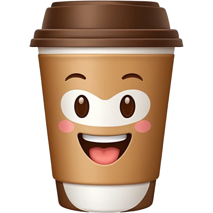 one coffe take away cup with coffee and a smiling mouth  emoji