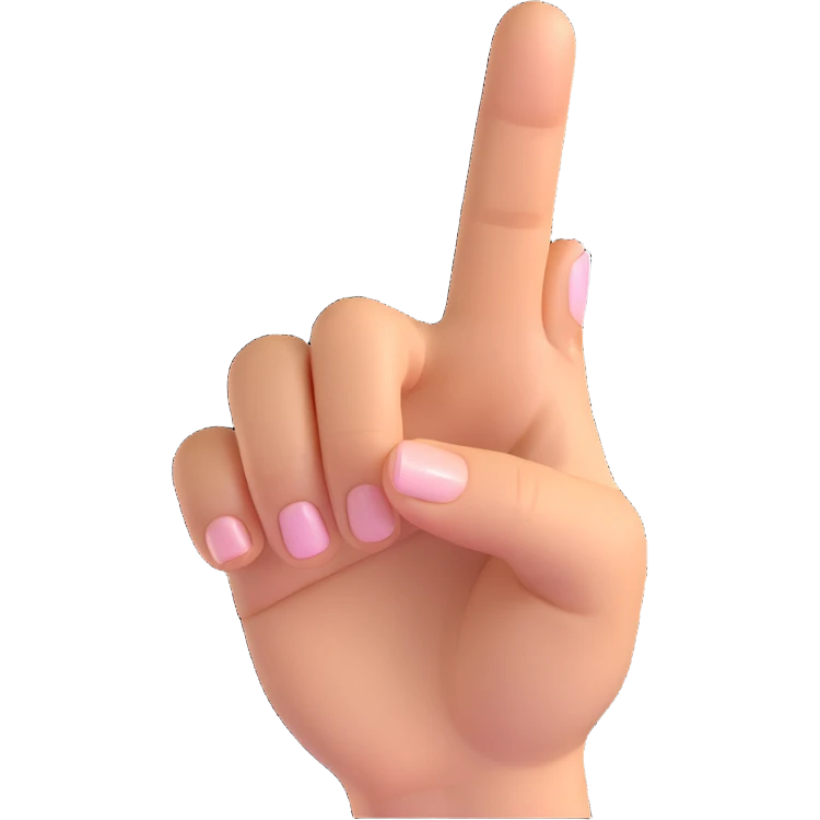 lady's index finger pointing up, feminine hand, medium skin, no background emoji