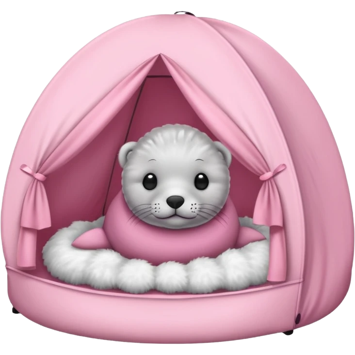 Gray Seal in a light pink tent  emoji