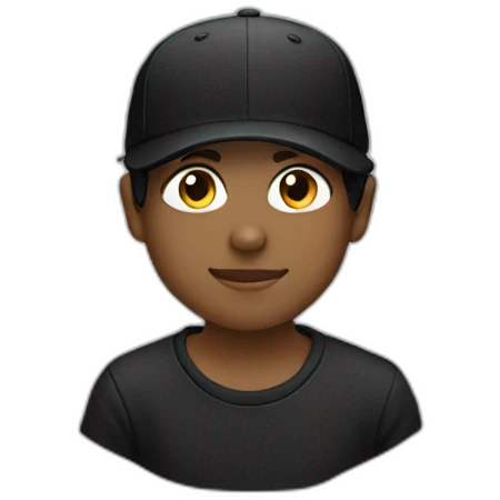 white boy black hair black hoodies with a cap emoji