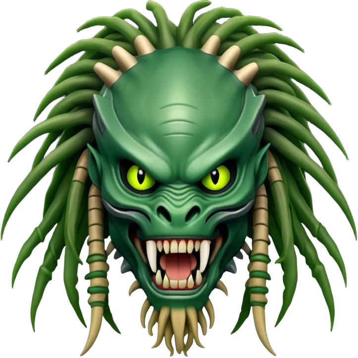 Predator alien with mandibles and dreadlocks emoji