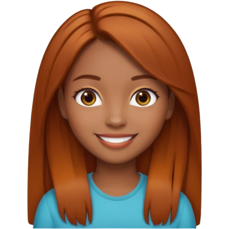 black and latina girl with straight brown hair with ginger highlights  emoji