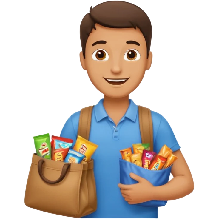 A guy with a bag full of snacks emoji
