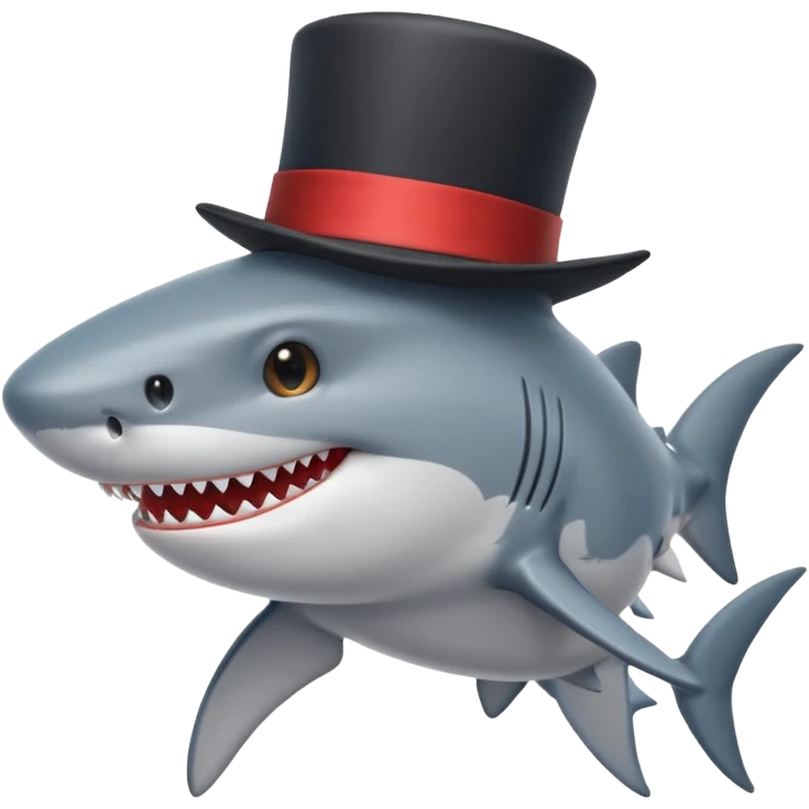 Shark with a top hat emoji