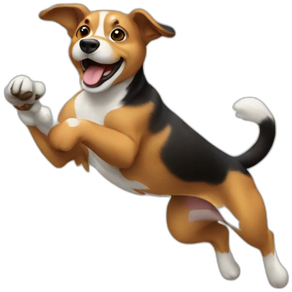 Dog jumping for a stick emoji