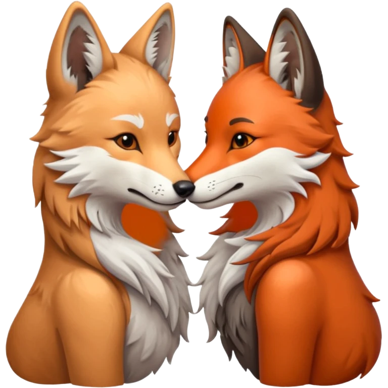 Wolf and fox kissing  emoji
