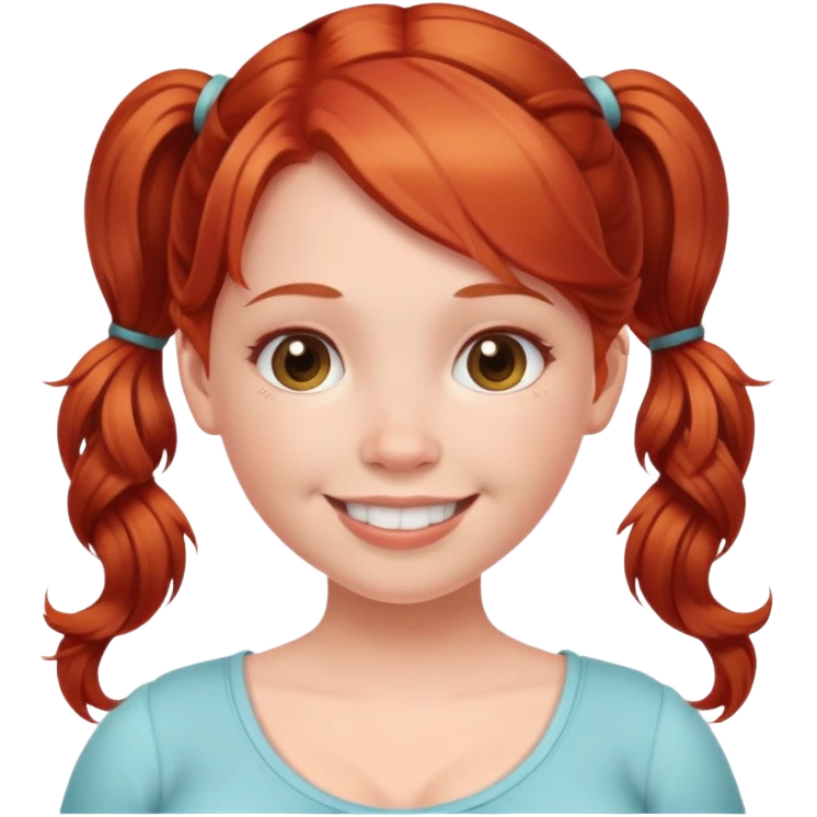 smiling pregnant girls with redhead pigtails  emoji