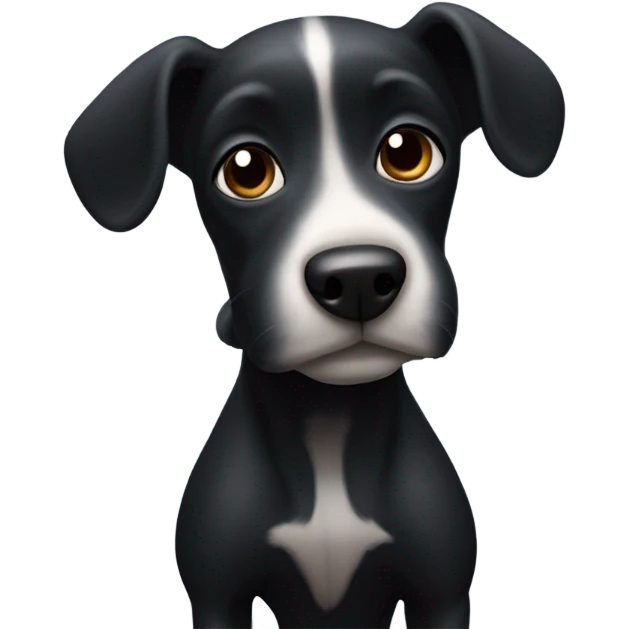 Little tiny black dog with white stripe in  emoji