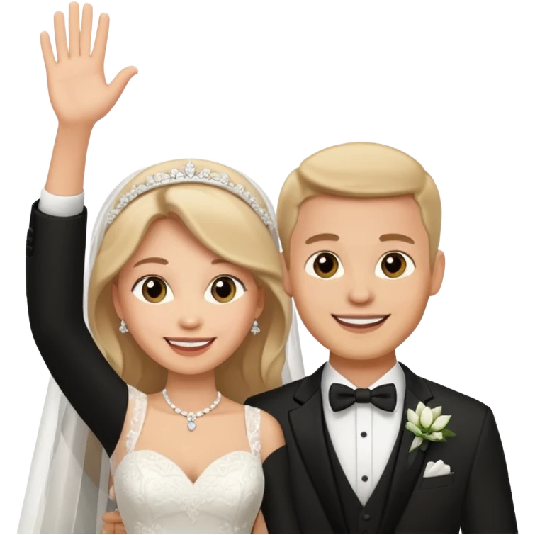 newlywed couple waving emoji