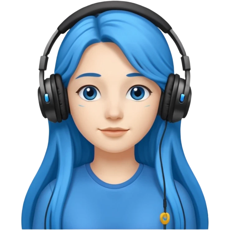 blue long haired woman with headphone emoji