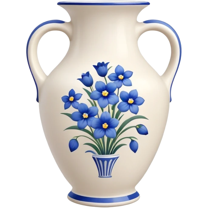 white vase with blue flowers emoji