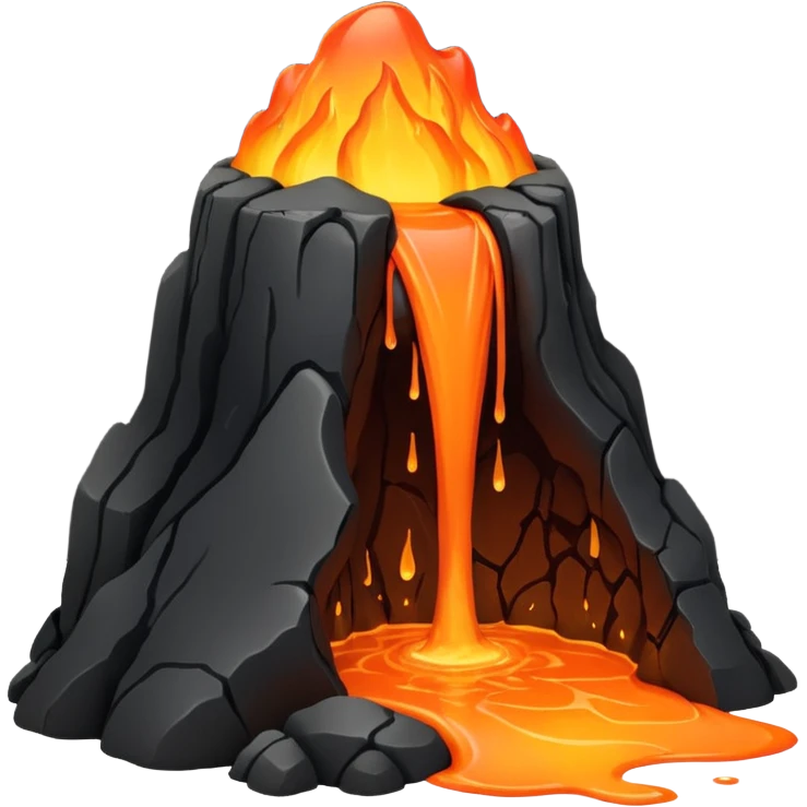 A lava flow spilling slowly over blackened rocks. emoji