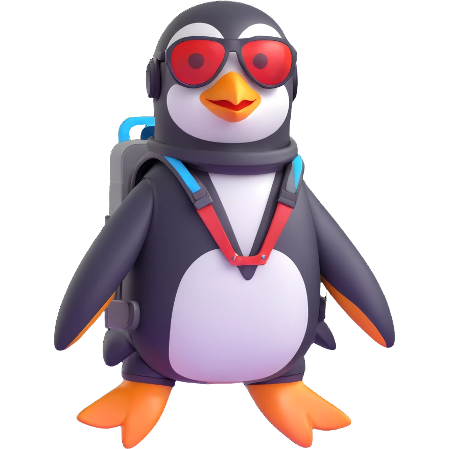 penguin with a jetpack and sunglasses emoji