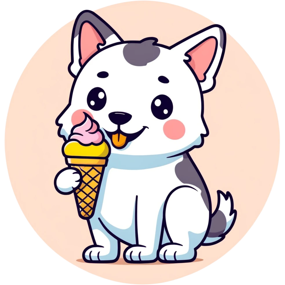 Dog eating ice cream emoji