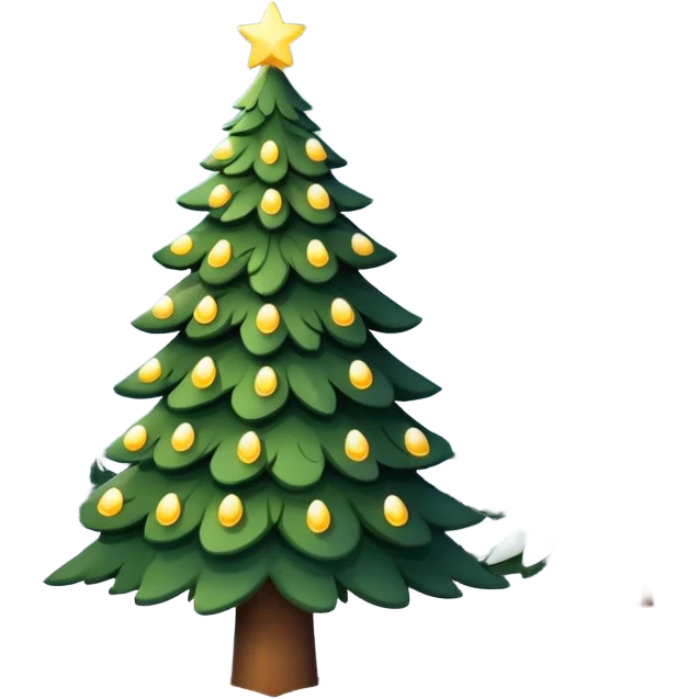 Christmas tree with white lights in nature and snow on top emoji
