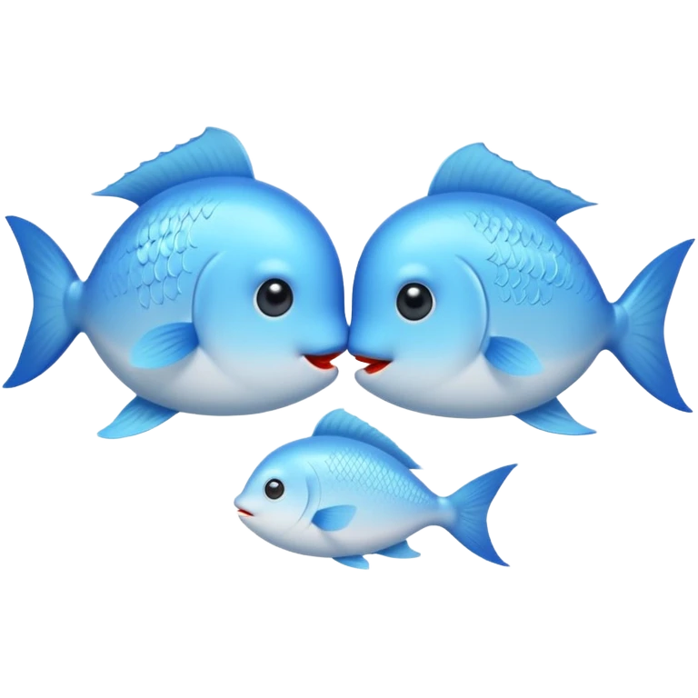 two cute pale blue fishes kissing emoji
