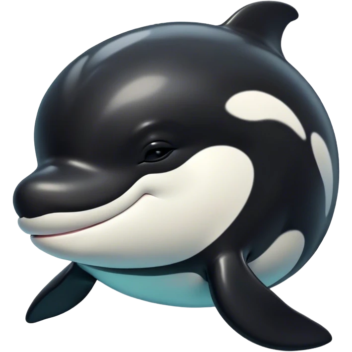 Meme-Worthy Cute Sleeping orca Portrait Emoji, Head resting peacefully with a contented smile, showcasing a smooth black-and-white body with gently drooping fins and eyes softly closed in serene slumber, Simplified yet adorably endearing features, highly detailed, glowing with a soft, drowsy deep-sea light, high shine, relaxed and utterly lovable, stylized with an air of playful oceanic laziness, soft glowing outline, capturing the essence of a sleeping orca that feels destined to become the next viral icon of adorable marine rest! emoji
