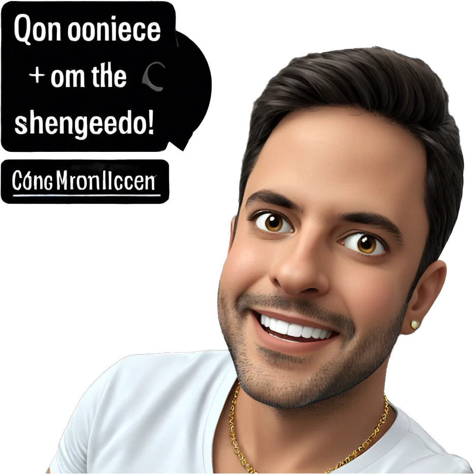 smiling boy indoors with jewelry emoji