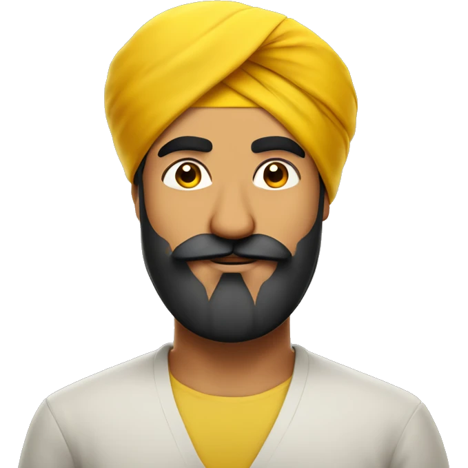Punjabi guy in yellow turban, with beard and rounded moustache, only face emoji